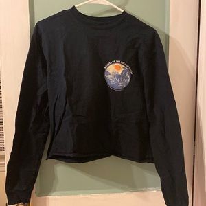 Brandy Melville John Galt Cropped Navy Blue Long Sleeve